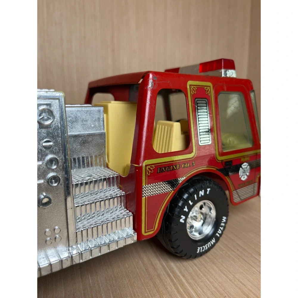 Vintage 80s Nylint Rescue Pumper Fire Truck Red Pressed Steel Metal Muscle Toy